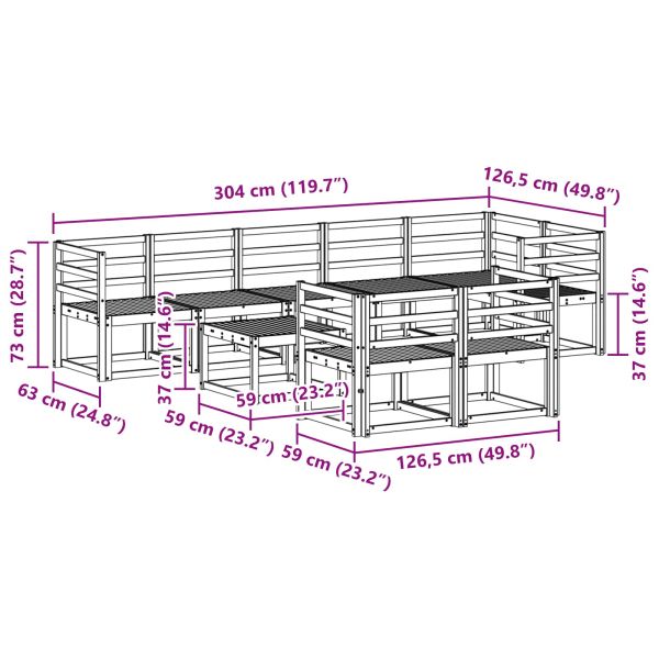 Комплект дивани за открито 9 pcs Естествен
