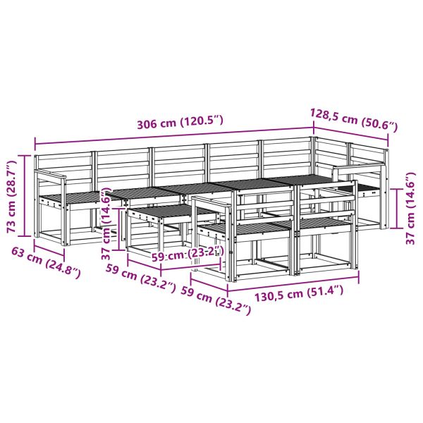 Комплект дивани за открито 9 pcs Естествен