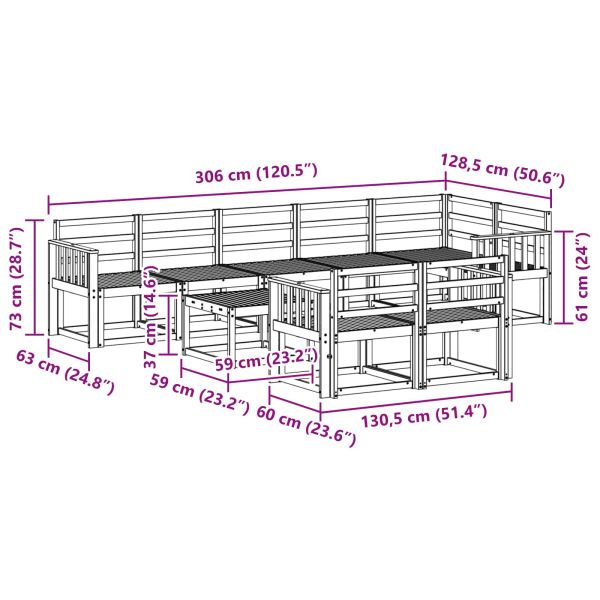 Комплект дивани за открито 9 pcs Естествен