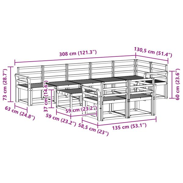 Комплект дивани за открито 9 pcs Естествен