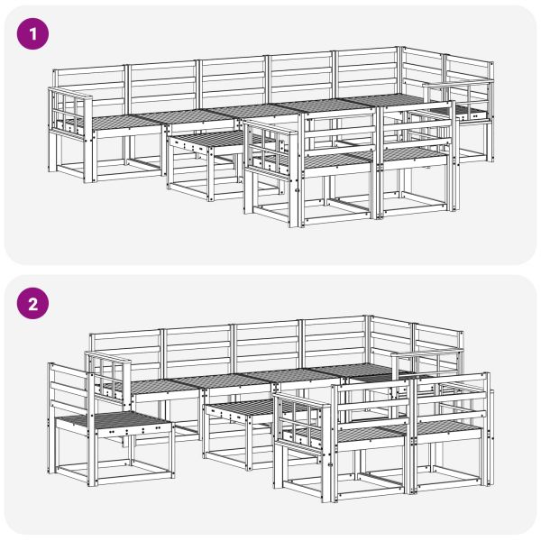 Комплект дивани за открито 9 pcs Естествен