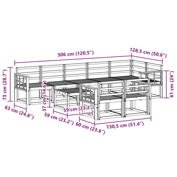 Комплект дивани за открито 9 pcs Естествен