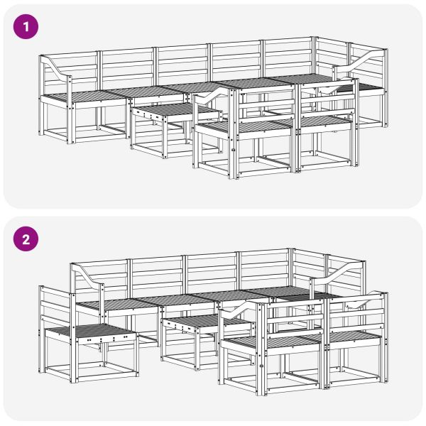 Комплект дивани за открито 9 pcs Естествен