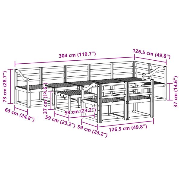 Комплект дивани за открито 9 pcs Естествен