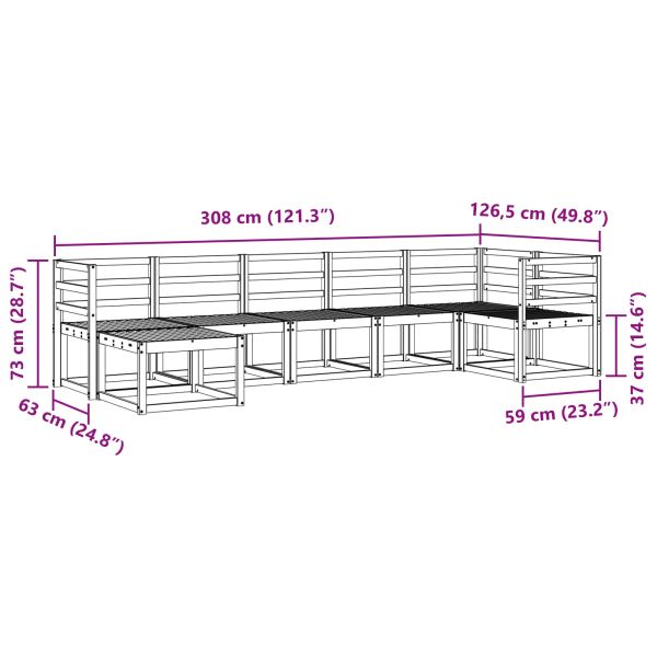 Комплект дивани за открито 7 pcs Естествен