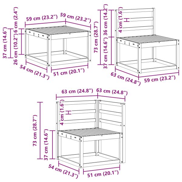 Комплект дивани за открито 7 pcs Естествен