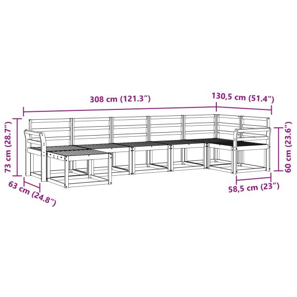 Комплект дивани за открито 7 pcs Естествен