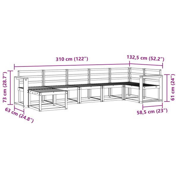 Комплект дивани за открито 7 pcs Естествен