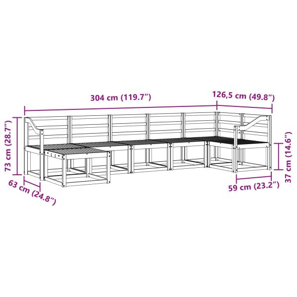 Комплект дивани за открито 7 pcs Естествен