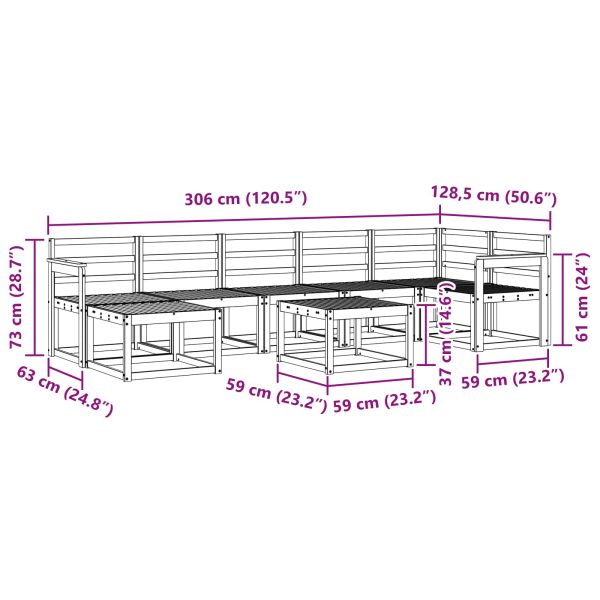 Комплект дивани за открито 8 pcs Естествен