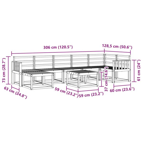 Комплект дивани за открито 8 pcs Естествен