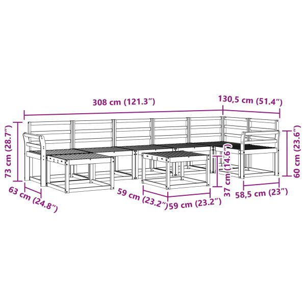 Комплект дивани за открито 8 pcs Естествен
