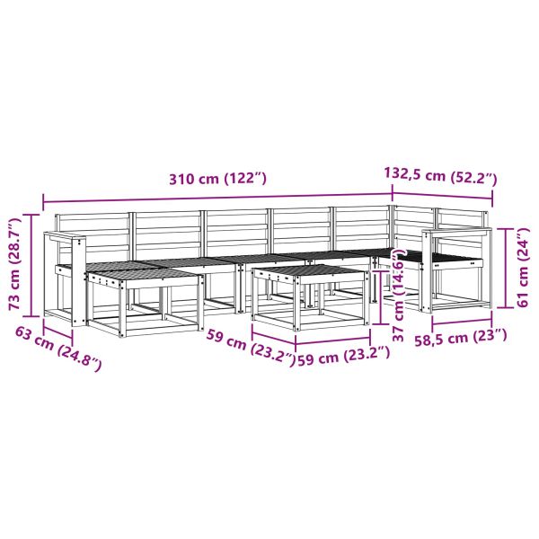 Комплект дивани за открито 8 pcs Естествен