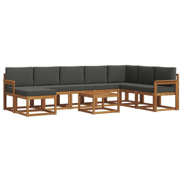 Комплект дивани за открито 9 pcs Натурален и Антрацит