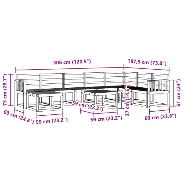 Комплект дивани за открито 9 pcs Естествен