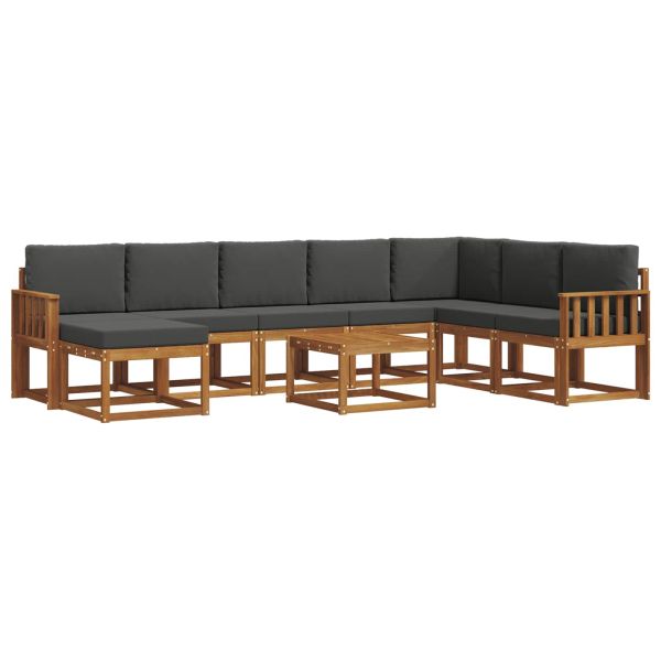 Комплект дивани за открито 9 pcs Натурален и Антрацит