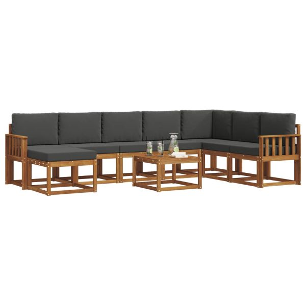 Комплект дивани за открито 9 pcs Натурален и Антрацит