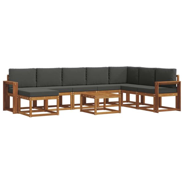 Комплект дивани за открито 9 pcs Натурален и Антрацит