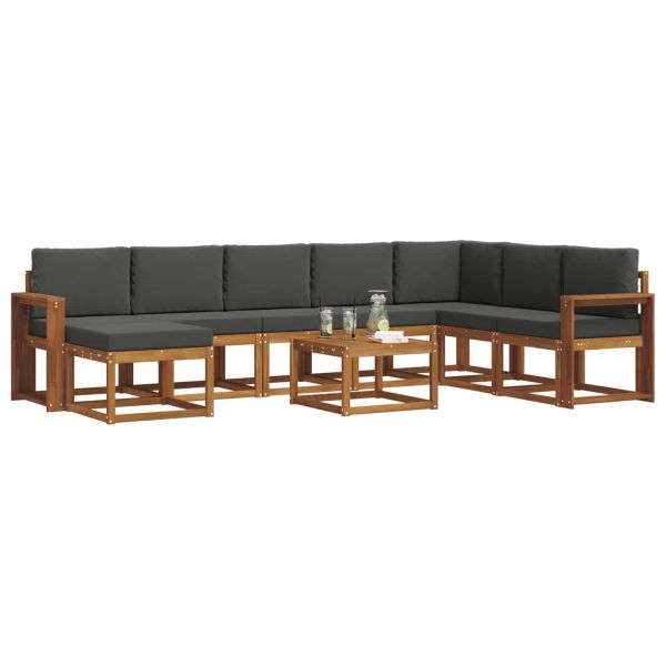 Комплект дивани за открито 9 pcs Натурален и Антрацит