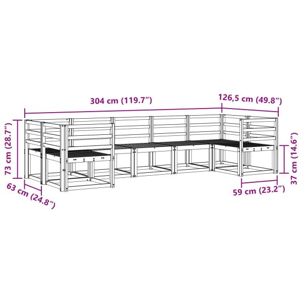 Комплект дивани за открито 7 pcs Естествен