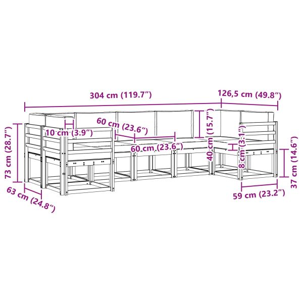 Комплект дивани за открито 7 pcs Натурален и Антрацит
