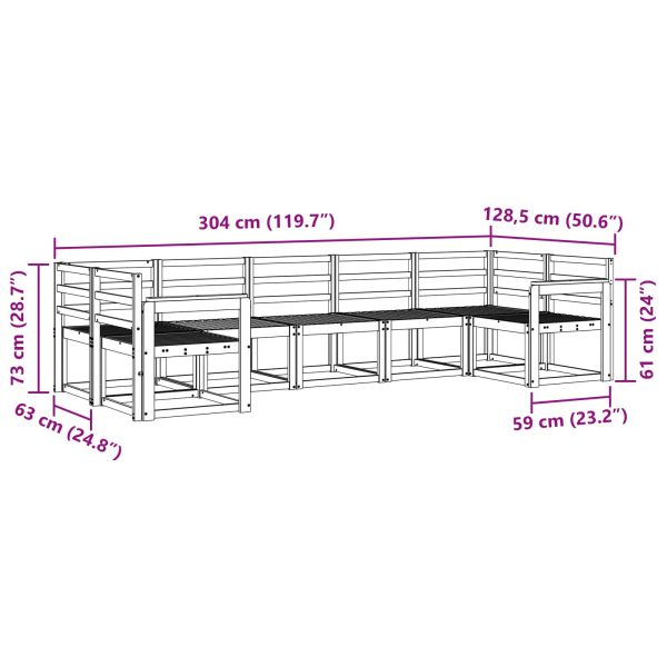 Комплект дивани за открито 7 pcs Естествен