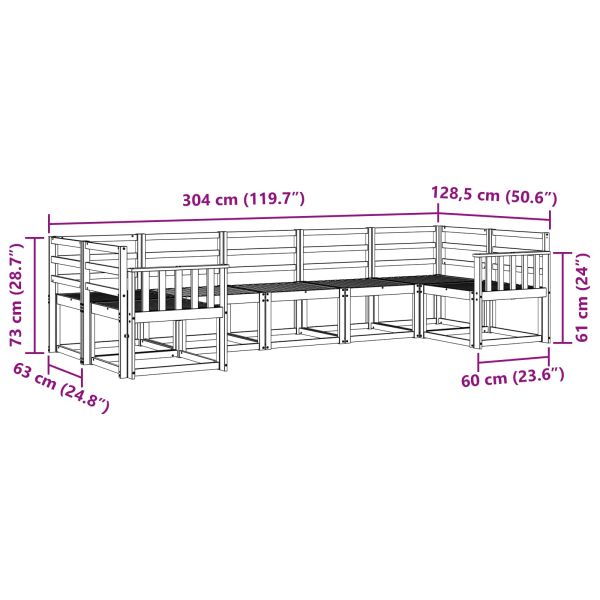 Комплект дивани за открито 7 pcs Естествен
