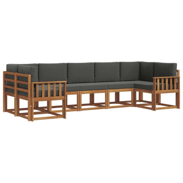 Комплект дивани за открито 7 pcs Натурален и Антрацит