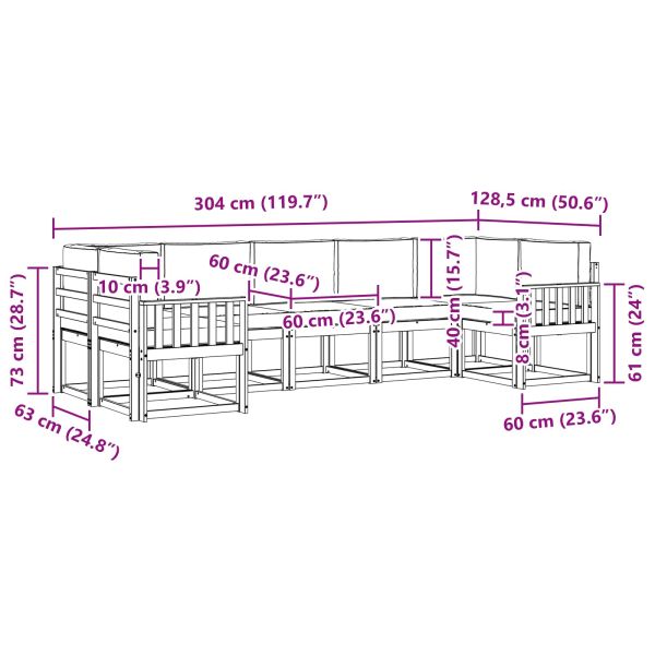Комплект дивани за открито 7 pcs Натурален и Антрацит