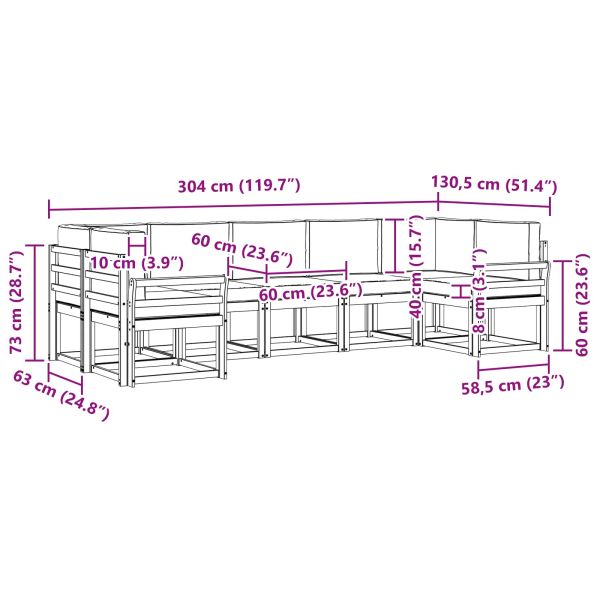 Комплект дивани за открито 7 pcs Натурален и Антрацит