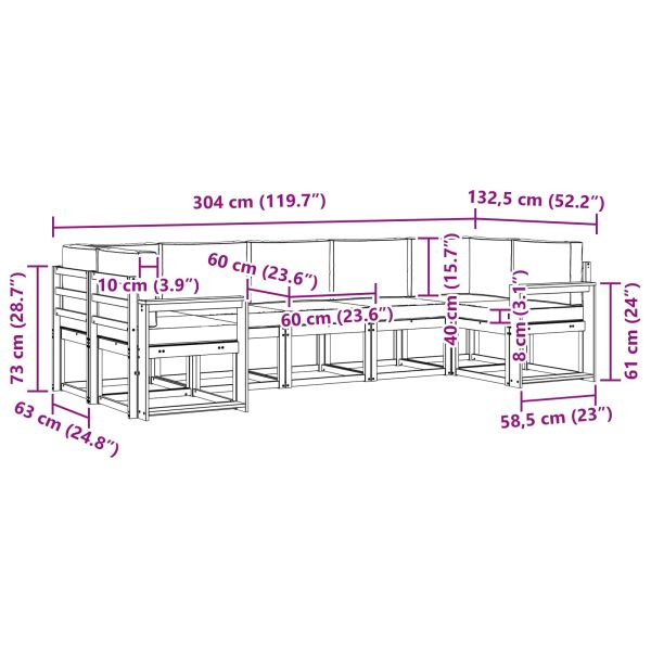 Комплект дивани за открито 7 pcs Натурален и Антрацит