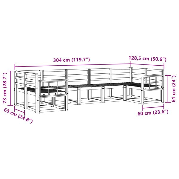 Комплект дивани за открито 7 pcs Естествен