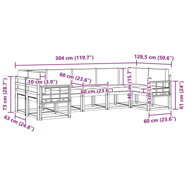 Комплект дивани за открито 7 pcs Натурален и Антрацит