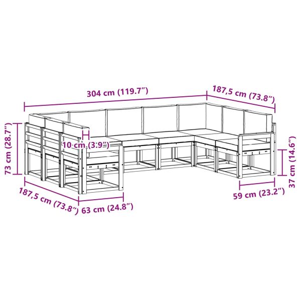 Комплект дивани за открито 9 pcs Натурален и Антрацит