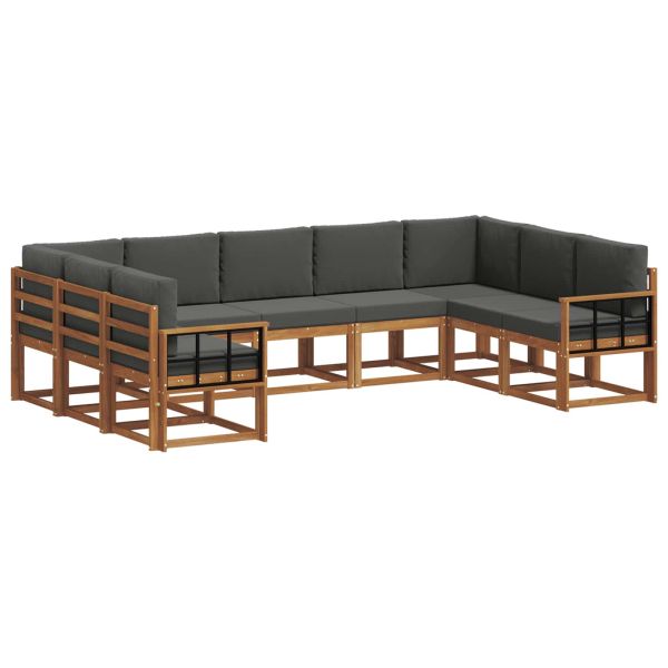 Комплект дивани за открито 9 pcs Натурален и Антрацит