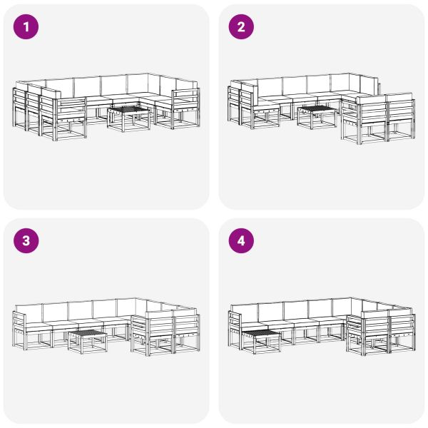 Комплект дивани за открито 10 pcs Натурален и Антрацит