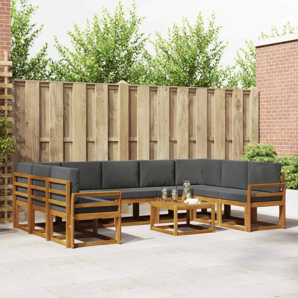 Комплект дивани за открито 10 pcs Натурален и Антрацит