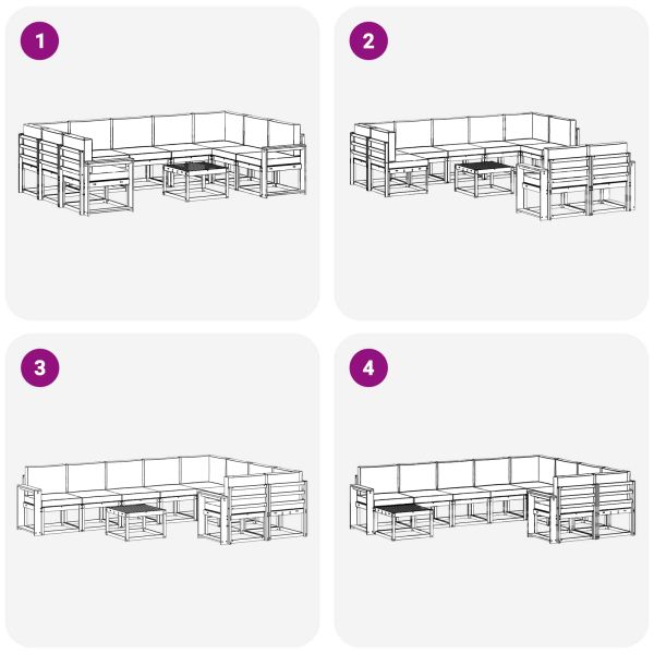 Комплект дивани за открито 10 pcs Натурален и Антрацит