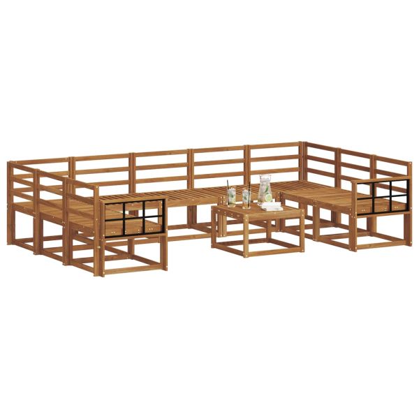 Комплект дивани за открито 10 pcs Естествен