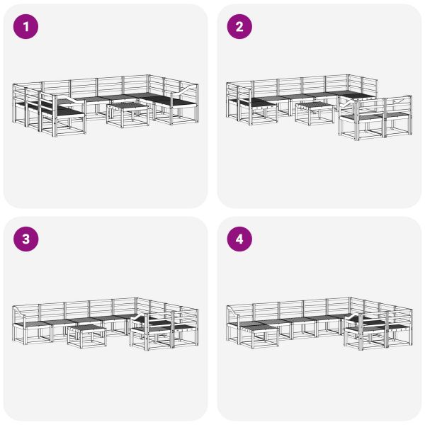 Комплект дивани за открито 10 pcs Естествен