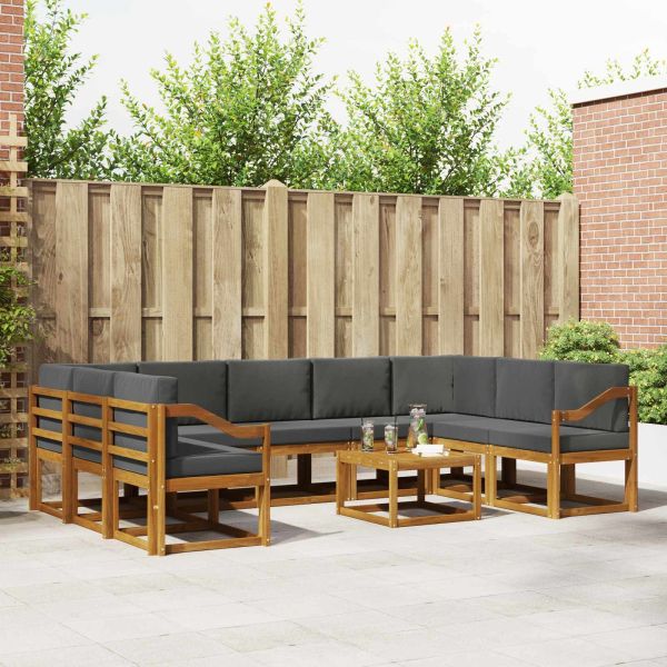 Комплект дивани за открито 10 pcs Натурален и Антрацит