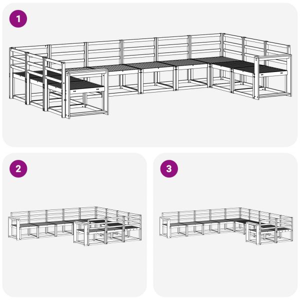 Комплект дивани за открито 10 pcs Естествен