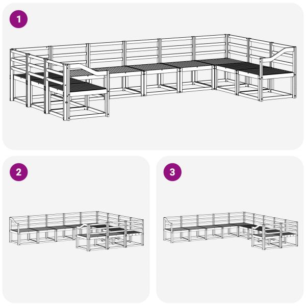 Комплект дивани за открито 10 pcs Естествен