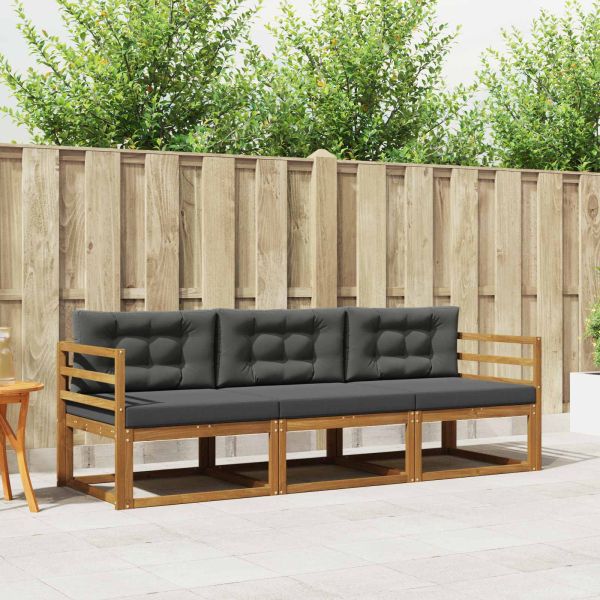 Комплект дивани за открито 3 pcs Натурален и Антрацит