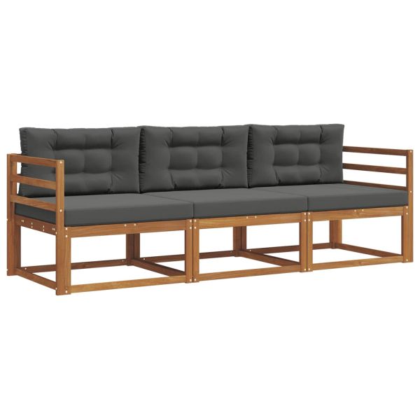 Комплект дивани за открито 3 pcs Натурален и Антрацит