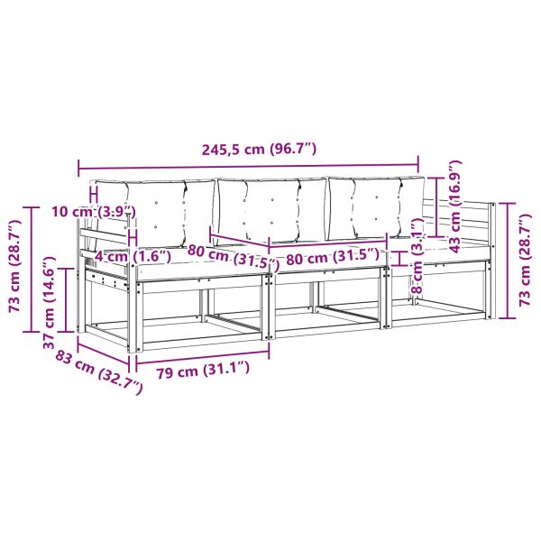 Комплект дивани за открито 3 pcs Натурален и Антрацит