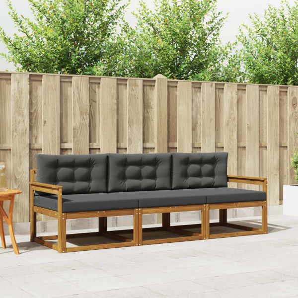 Комплект дивани за открито 3 pcs Натурален и Антрацит