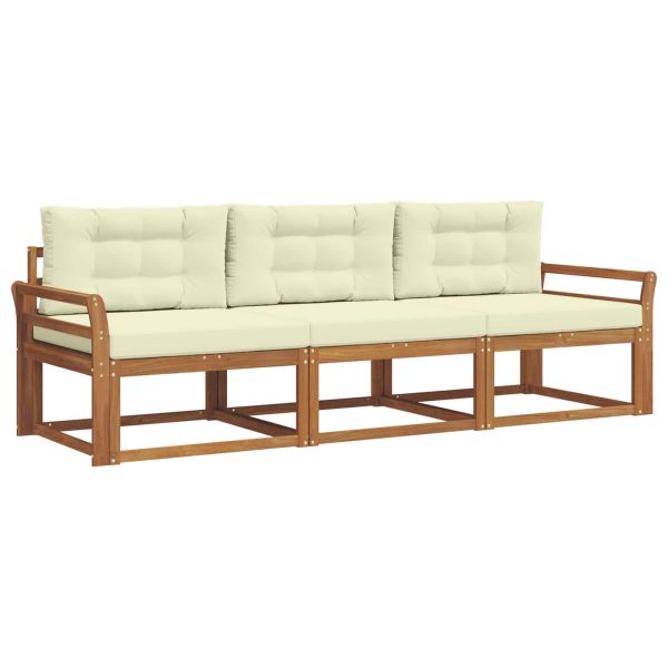 Комплект дивани за открито 3 pcs Натурален и Крема