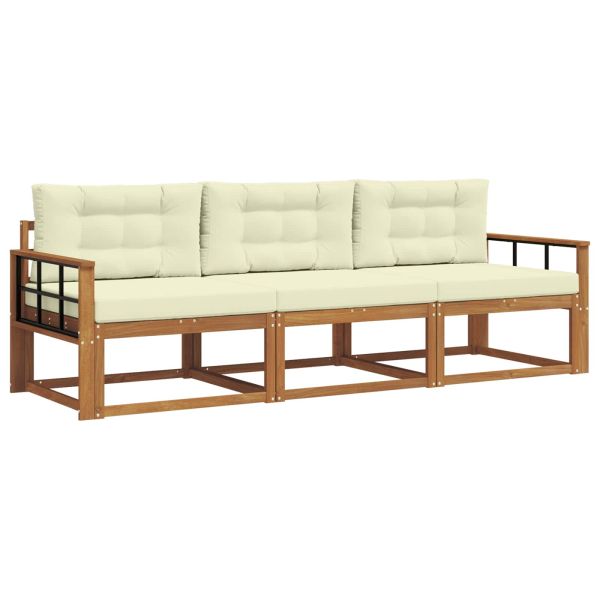 Комплект дивани за открито 3 pcs Натурален и Крема