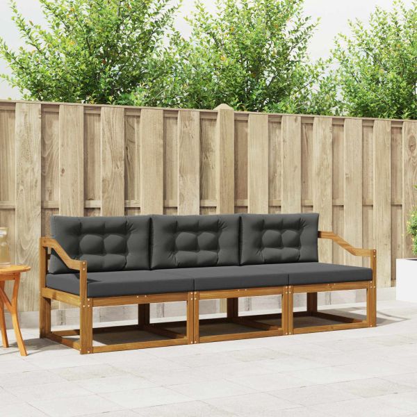 Комплект дивани за открито 3 pcs Натурален и Антрацит